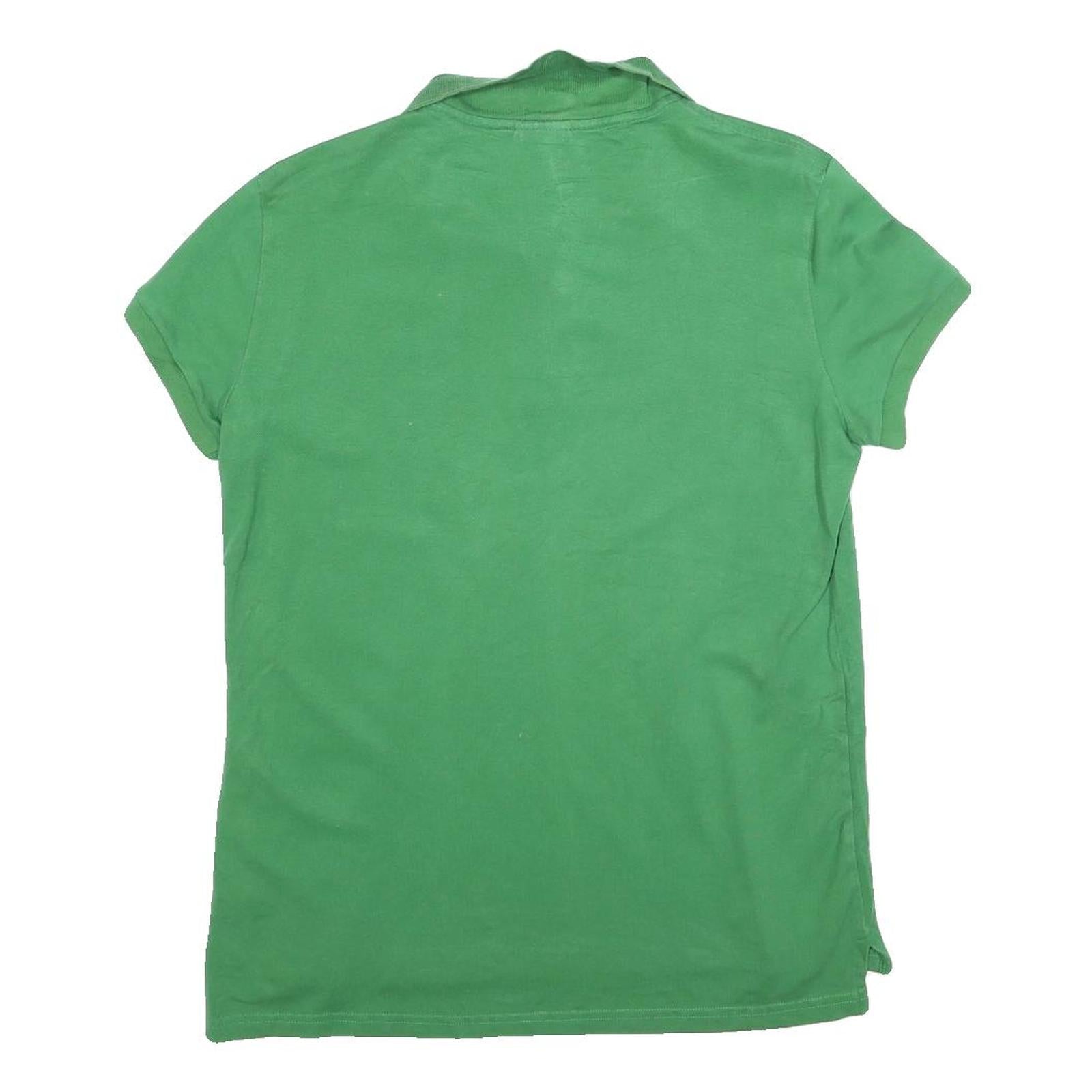 LACOSTE Womens Green Polo Shirt Short Sleeve Crocodile Logo L Cotton Blend