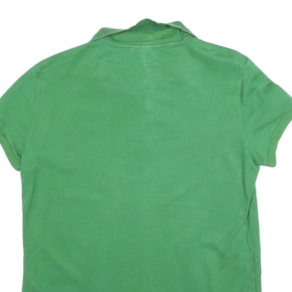 LACOSTE Womens Green Polo Shirt Short Sleeve Crocodile Logo L Cotton Blend