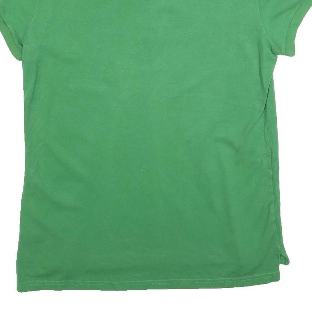 LACOSTE Womens Green Polo Shirt Short Sleeve Crocodile Logo L Cotton Blend