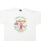 THE BEST Mens White World Lst Margarita Graphic T-Shirt L Short Sleeve Crew Neck
