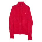 TOMMY HILFIGER Womens Jumper Red High Neck Cable Knit S
