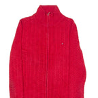 TOMMY HILFIGER Womens Jumper Red High Neck Cable Knit S