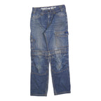 DICKIES Mens Blue Regular Fit Cargo Denim Rinse Wash Jeans W28 L30 Utility Zip