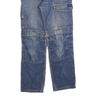 DICKIES Mens Blue Regular Fit Cargo Denim Rinse Wash Jeans W28 L30 Utility Zip