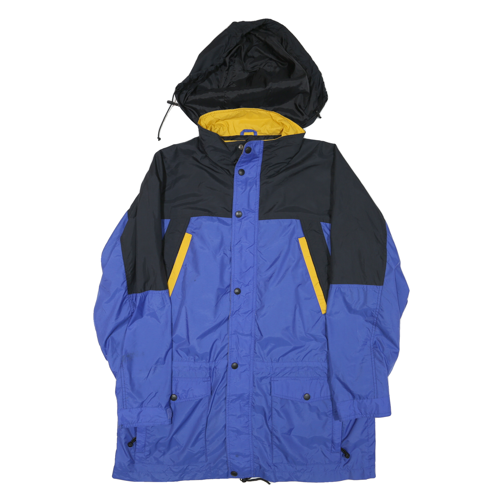 Mens Blue & Black Colourblock Outdoor Jacket XL Polyester Blend Zip Hooded