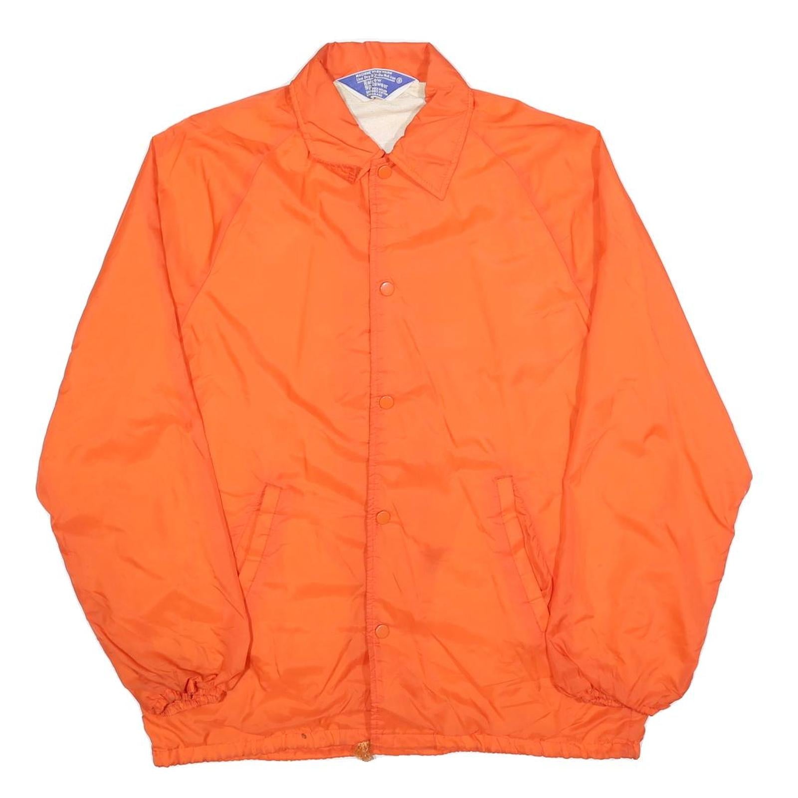 RAINBOW SPORTSWEAR Mens Orange Jacket S Polyester Button Plain Lightweight