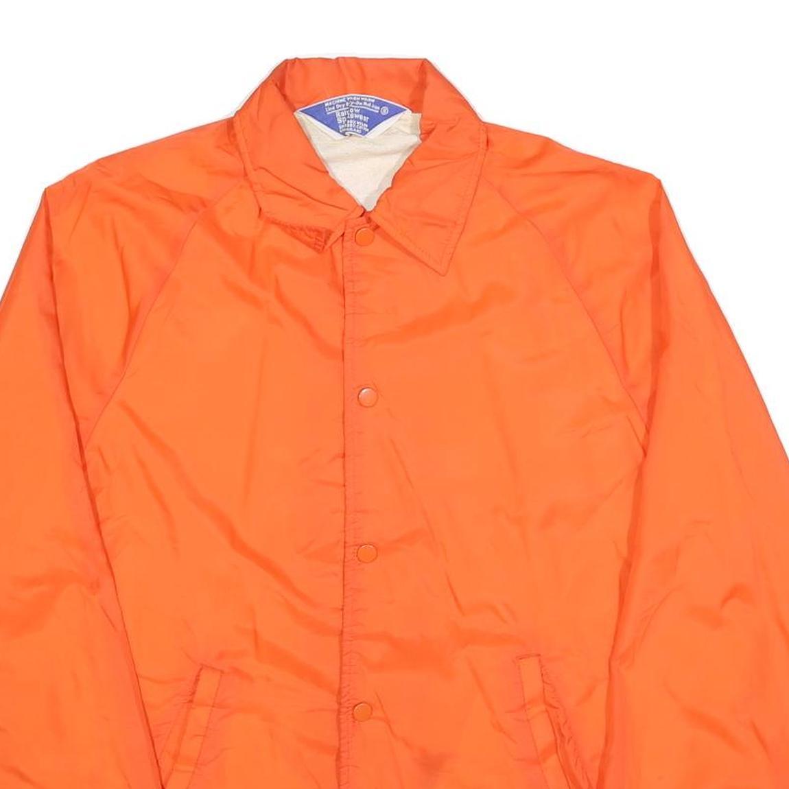RAINBOW SPORTSWEAR Mens Orange Jacket S Polyester Button Plain Lightweight