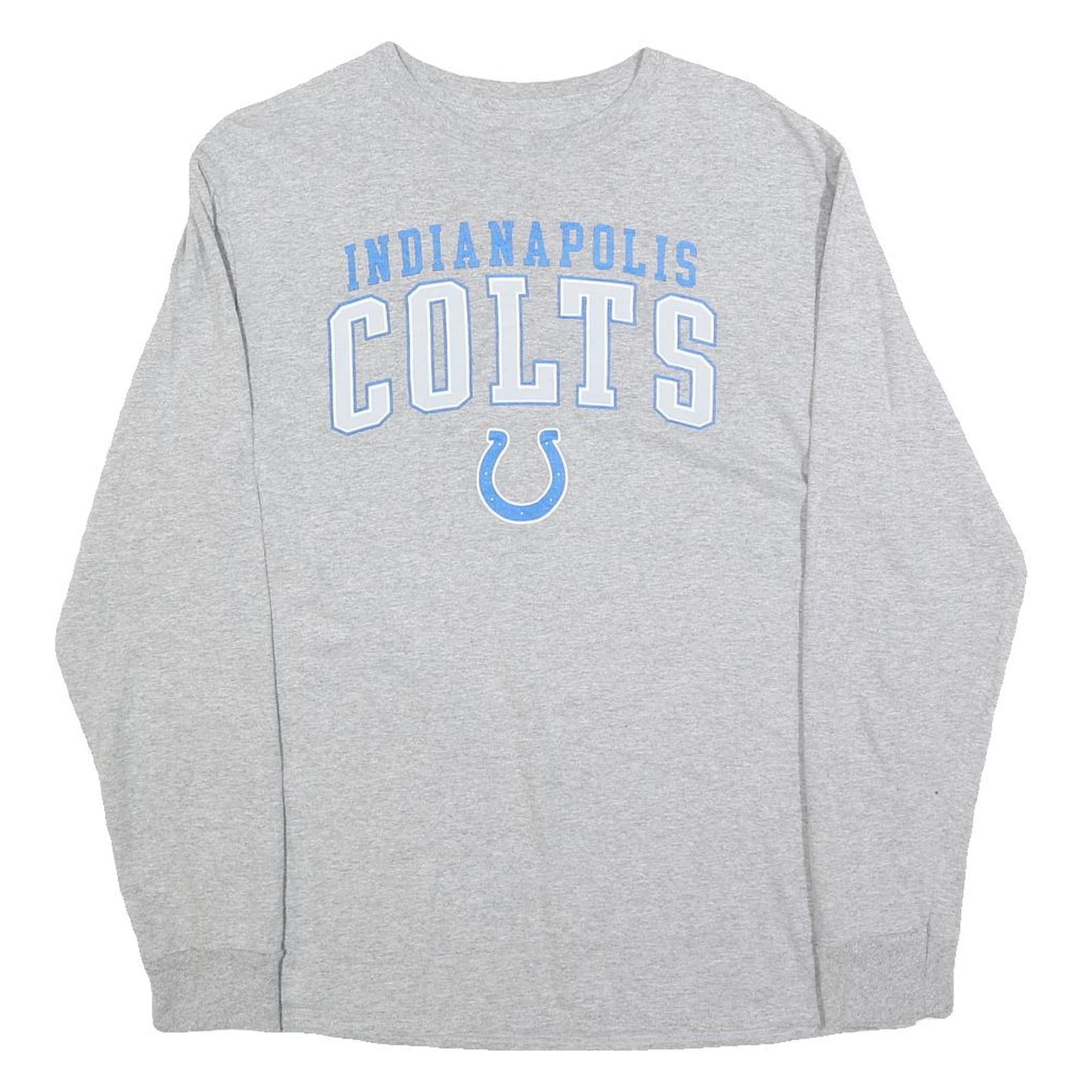 MAJESTIC Mens Grey Indianapolis Colts Long Sleeve Crew Neck T-Shirt M Cotton