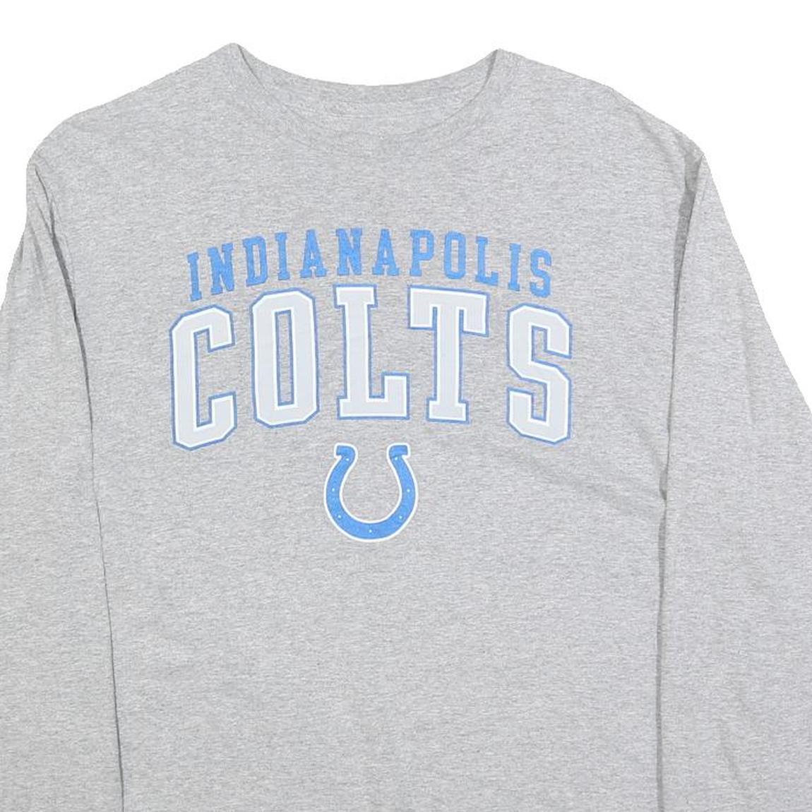 MAJESTIC Mens Grey Indianapolis Colts Long Sleeve Crew Neck T-Shirt M Cotton