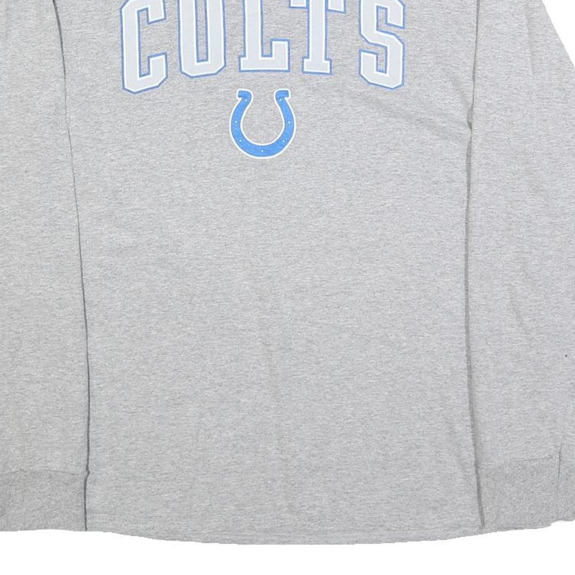 MAJESTIC Mens Grey Indianapolis Colts Long Sleeve Crew Neck T-Shirt M Cotton