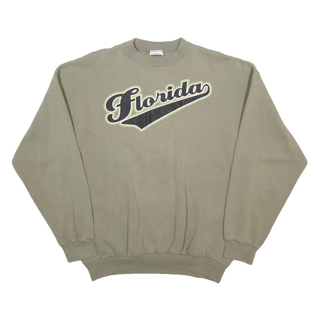 TULTEX Mens Beige Florida Crew Neck XL Cotton Blend Sweatshirt Casual Wear