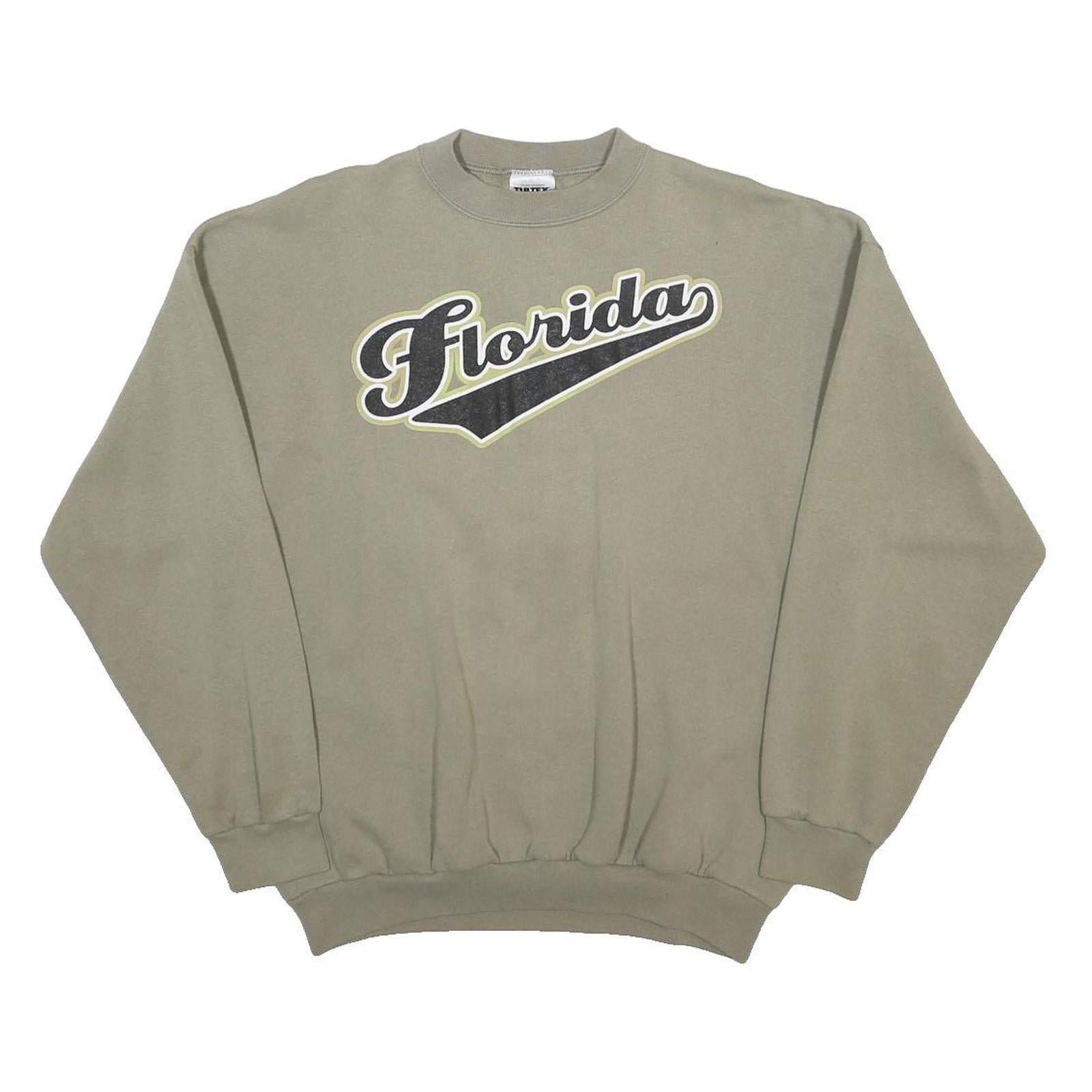 TULTEX Mens Beige Florida Crew Neck XL Cotton Blend Sweatshirt Casual Wear