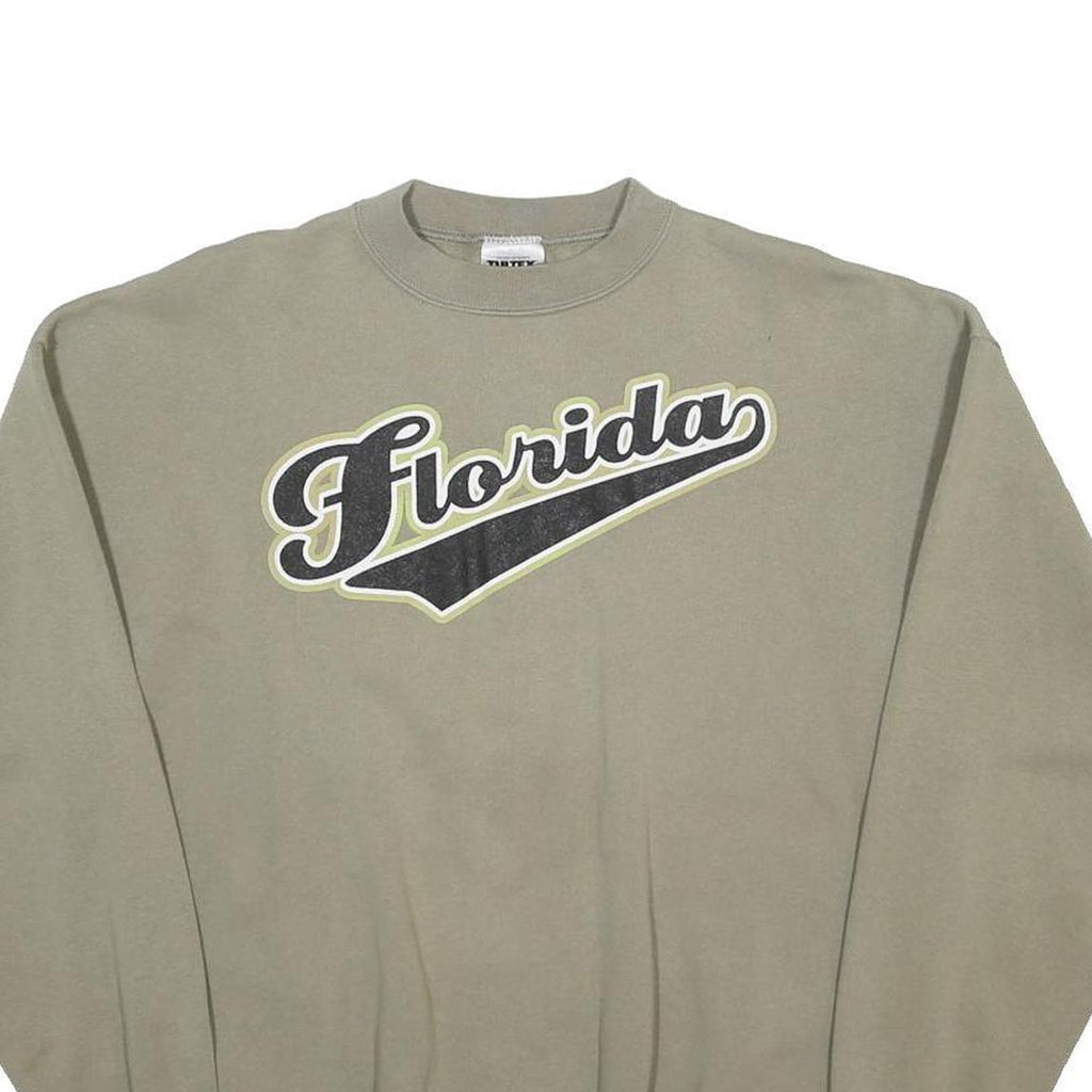 TULTEX Mens Beige Florida Crew Neck XL Cotton Blend Sweatshirt Casual Wear