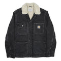 CARHARTT WIP Fairmount Coat Mens Black Sherpa Collar Jacket S Cotton Blend