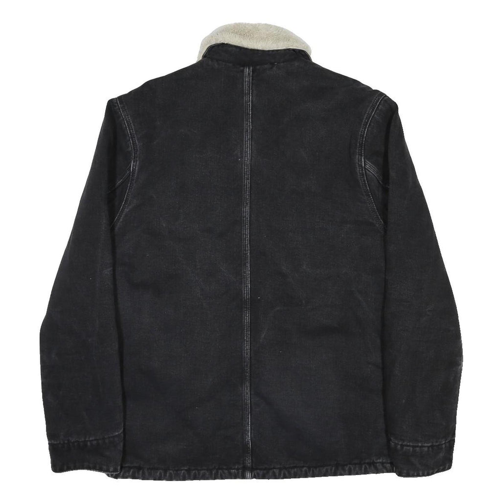 CARHARTT WIP Fairmount Coat Mens Black Sherpa Collar Jacket S Cotton Blend