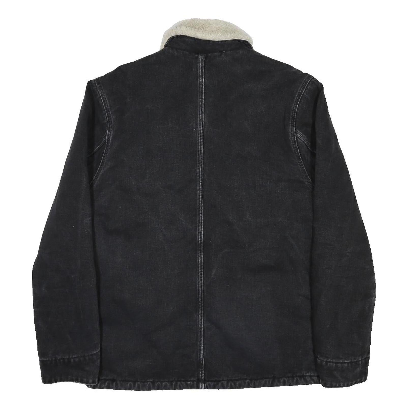 CARHARTT WIP Fairmount Coat Mens Black Sherpa Collar Jacket S Cotton Blend