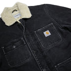 CARHARTT WIP Fairmount Coat Mens Black Sherpa Collar Jacket S Cotton Blend