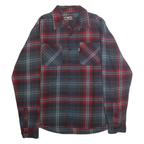 REDLANDS Mens Blue & Red Plaid Shirt L Cotton Button Collar Long Sleeve Casual