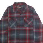 REDLANDS Mens Blue & Red Plaid Shirt L Cotton Button Collar Long Sleeve Casual