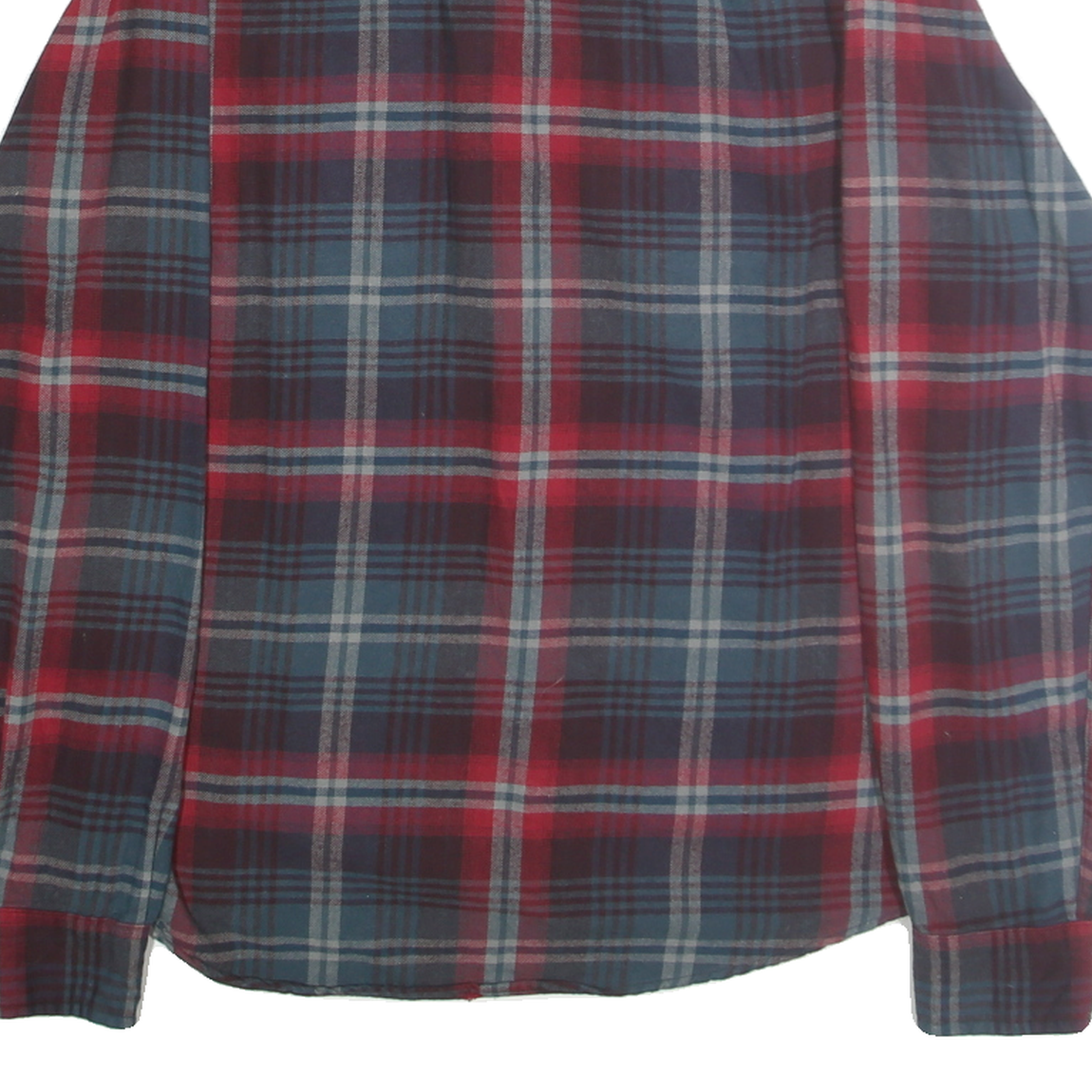 REDLANDS Mens Blue & Red Plaid Shirt L Cotton Button Collar Long Sleeve Casual