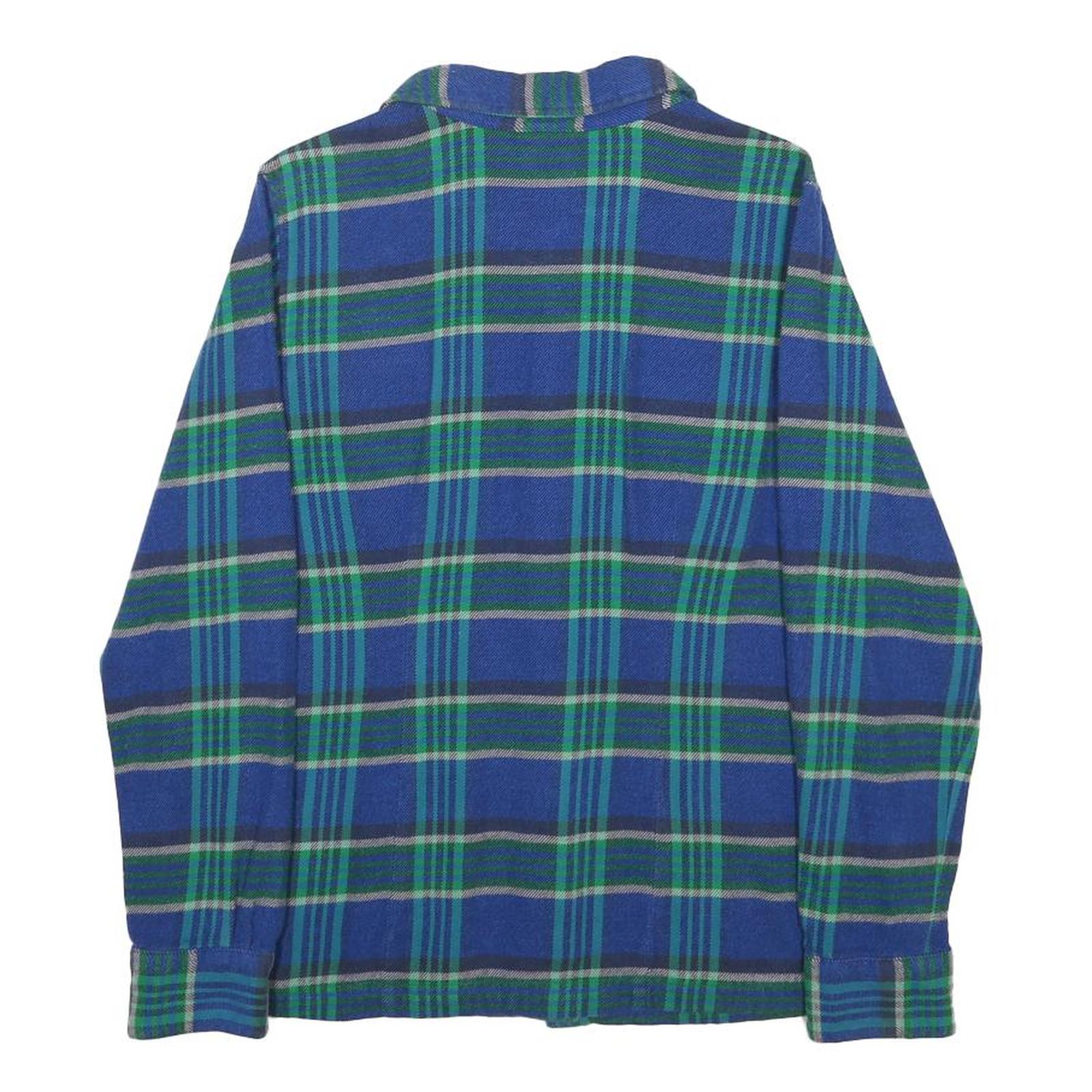 PATAGONIA Womens Blue & Green Plaid Shirt UK 6 Cotton Blend Casual Flannel Long