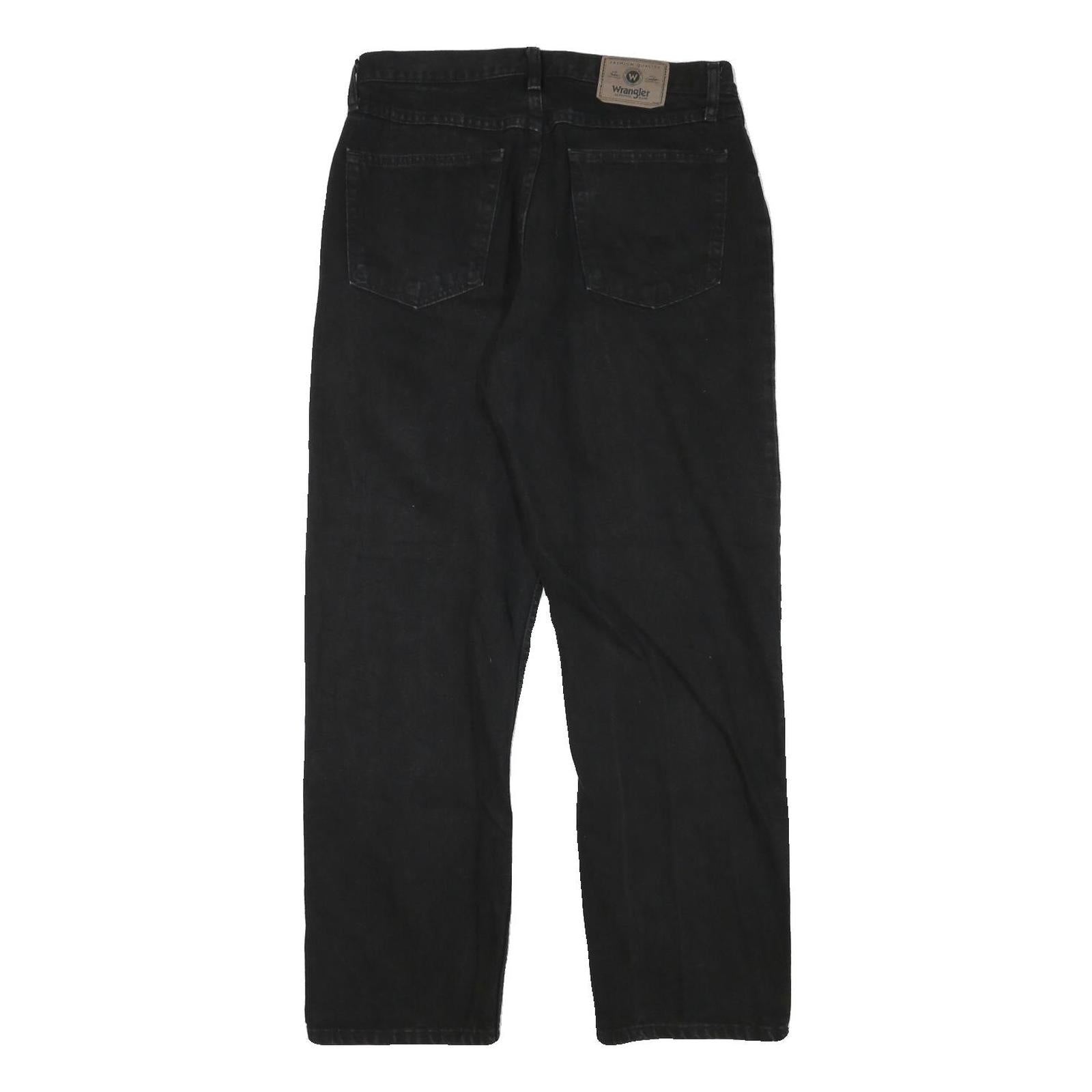 WRANGLER Mens Black Regular Fit Straight Leg Denim Jeans W31 L30 Comfortable