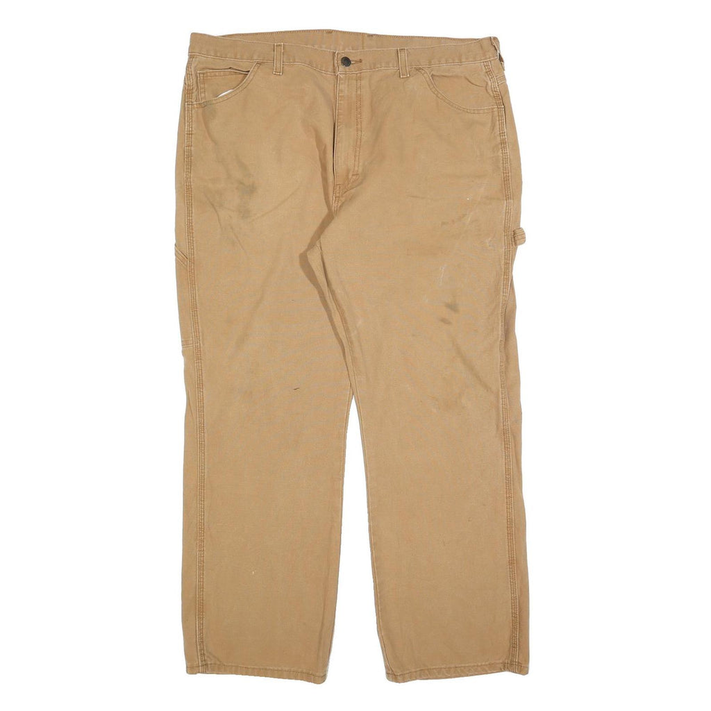 DICKIES Mens Cotton Blend Beige Relaxed Straight Trousers W38 L30 Workwear