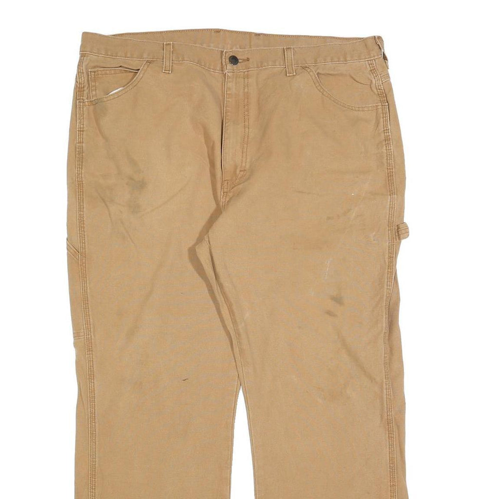 DICKIES Mens Cotton Blend Beige Relaxed Straight Trousers W38 L30 Workwear