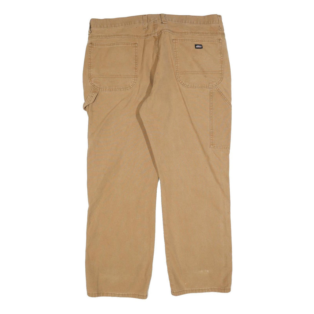 DICKIES Mens Cotton Blend Beige Relaxed Straight Trousers W38 L30 Workwear