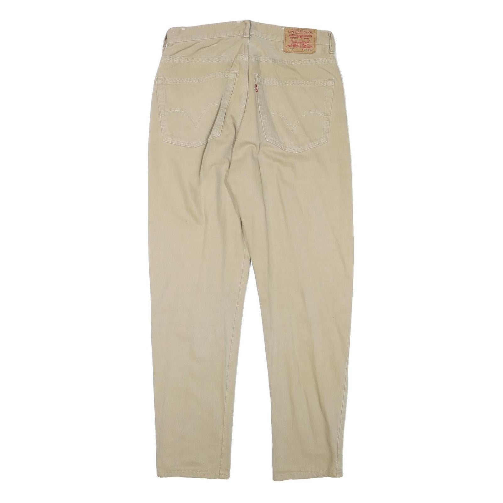 LEVI'S Mens Jeans Beige Relaxed Straight Denim W30 L29 Classic Cotton Blend Zip