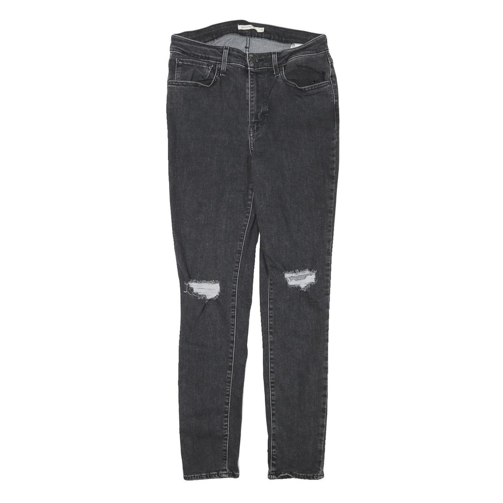 LEVI'S Womens Slim Skinny Black Denim W27 L28 Ripped Distressed Jeans Cotton