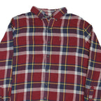 CHAPS Mens Red & Navy Plaid Shirt L Cotton Blend Button Down Casual