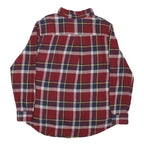 CHAPS Mens Red & Navy Plaid Shirt L Cotton Blend Button Down Casual
