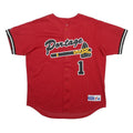 MAJESTIC Mens Red Portage Graphic Jersey L Short Sleeve V-Neck Baseball Style