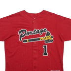 MAJESTIC Mens Red Portage Graphic Jersey L Short Sleeve V-Neck Baseball Style