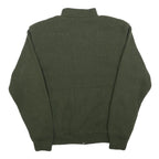 LAGO Mens Green & Brown Zip Up Knitted Jacket L Polyester Blend Quilted Patches