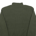 LAGO Mens Green & Brown Zip Up Knitted Jacket L Polyester Blend Quilted Patches