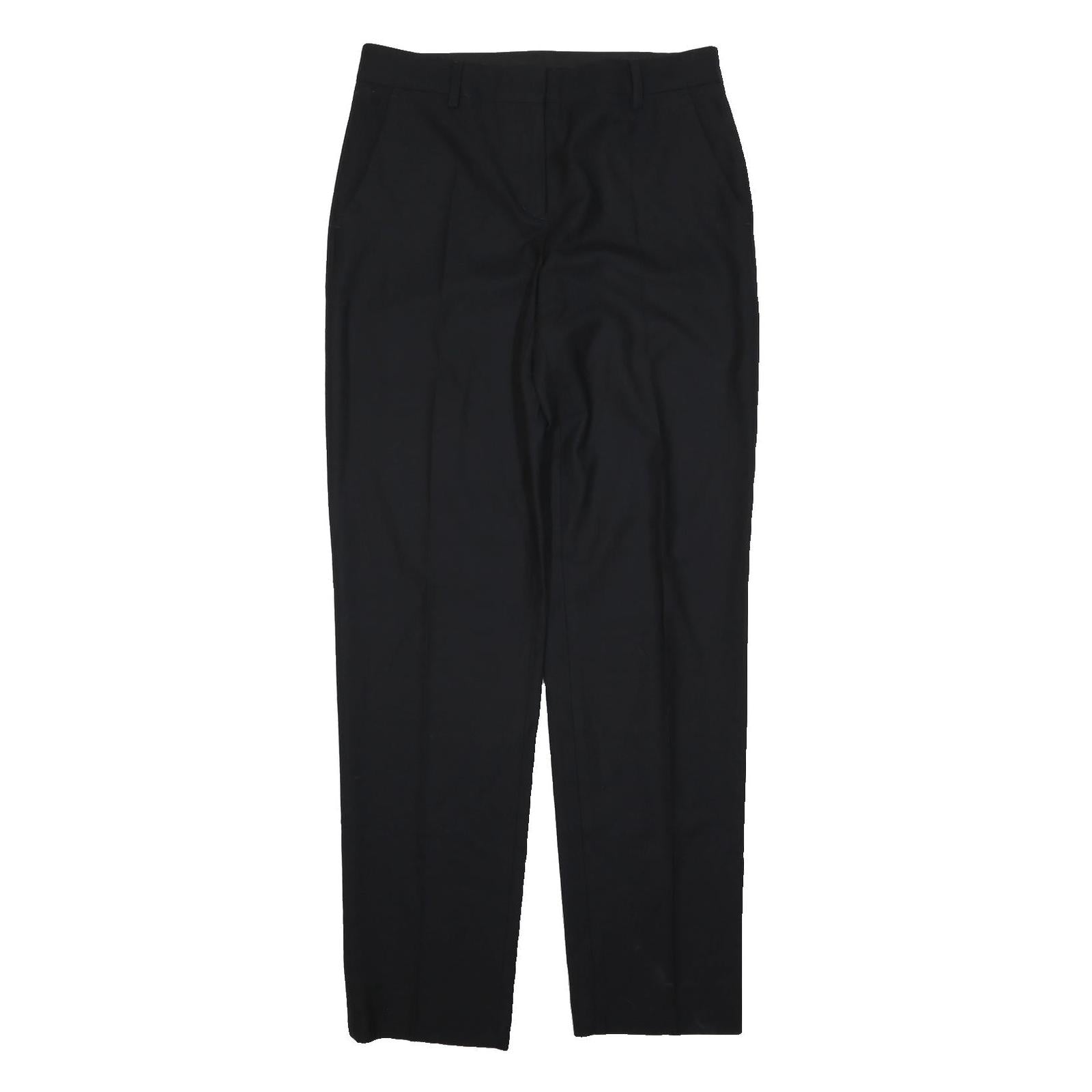 DKNY Mens Wool Blend Black Regular Straight Trousers W32 L31 Classic Fit Zip