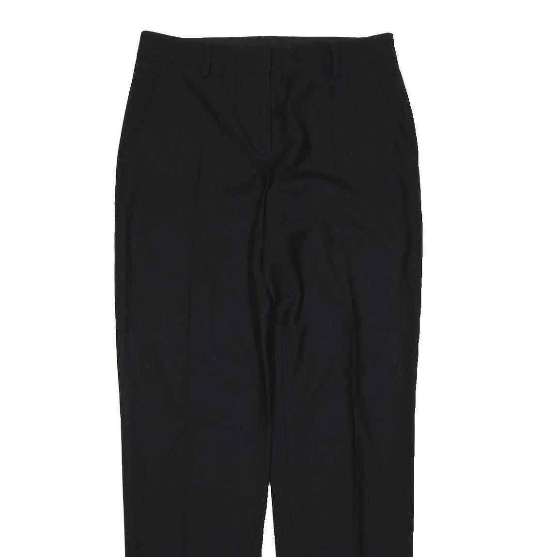 DKNY Mens Wool Blend Black Regular Straight Trousers W32 L31 Classic Fit Zip