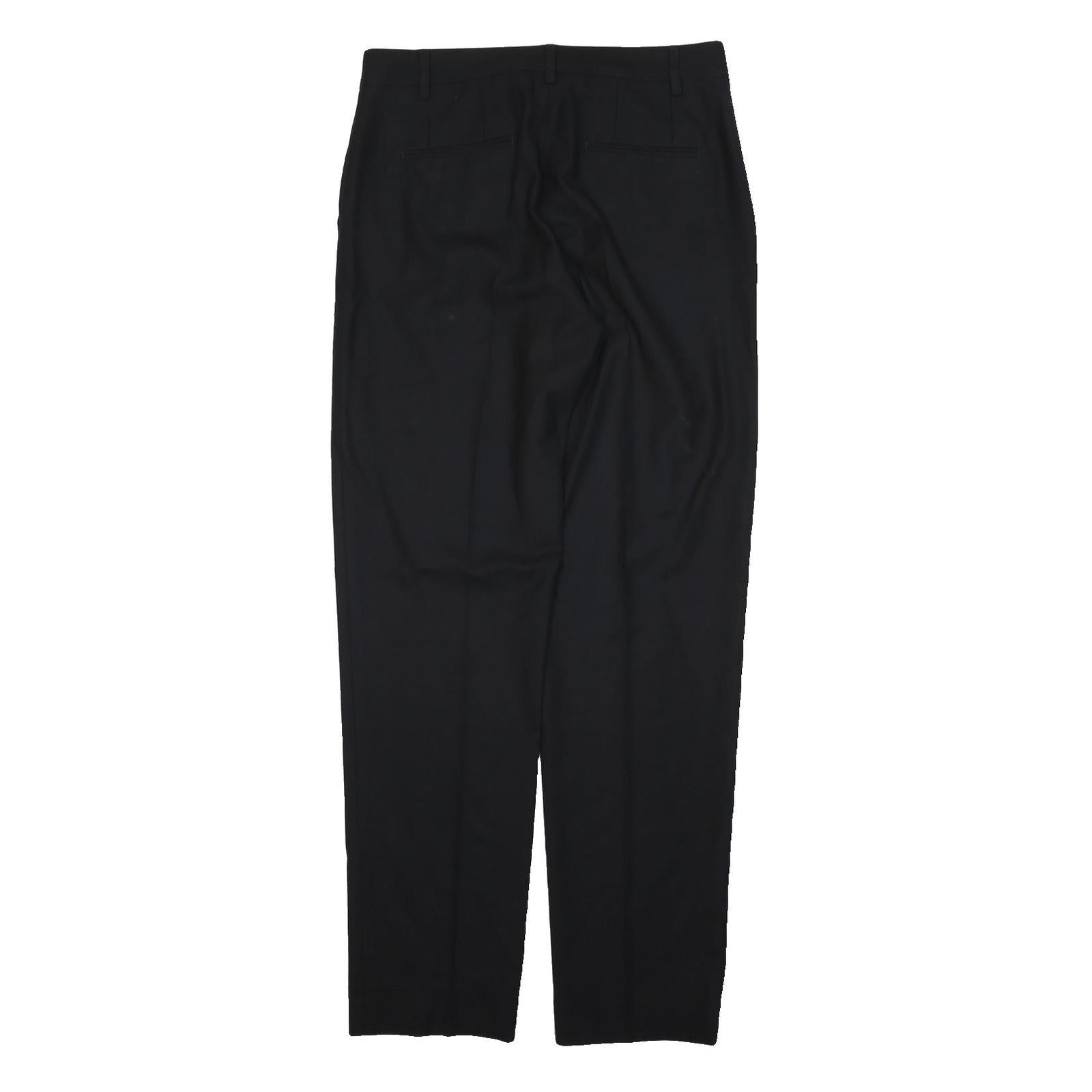 DKNY Mens Wool Blend Black Regular Straight Trousers W32 L31 Classic Fit Zip