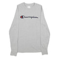 CHAMPION Mens Grey Long Sleeve Crew Neck T-Shirt S Cotton Logo Sweatshirt