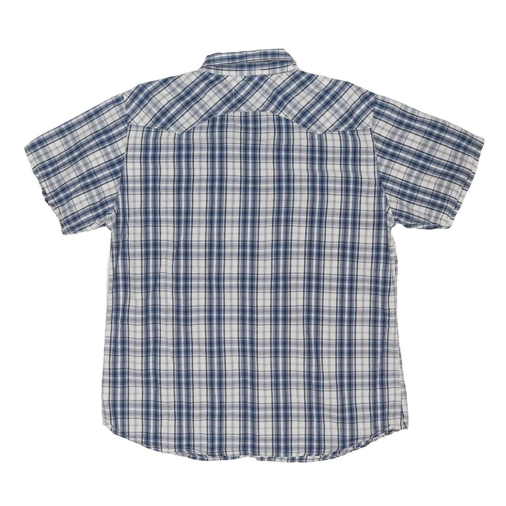 LEVI'S Mens Blue & White Check Shirt XL Cotton Blend Short Sleeve Casual