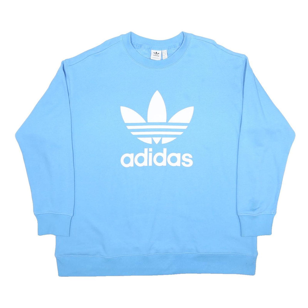 ADIDAS Womens Blue Cotton Blend Crew Neck Sweatshirt UK 24 Casual Pullover