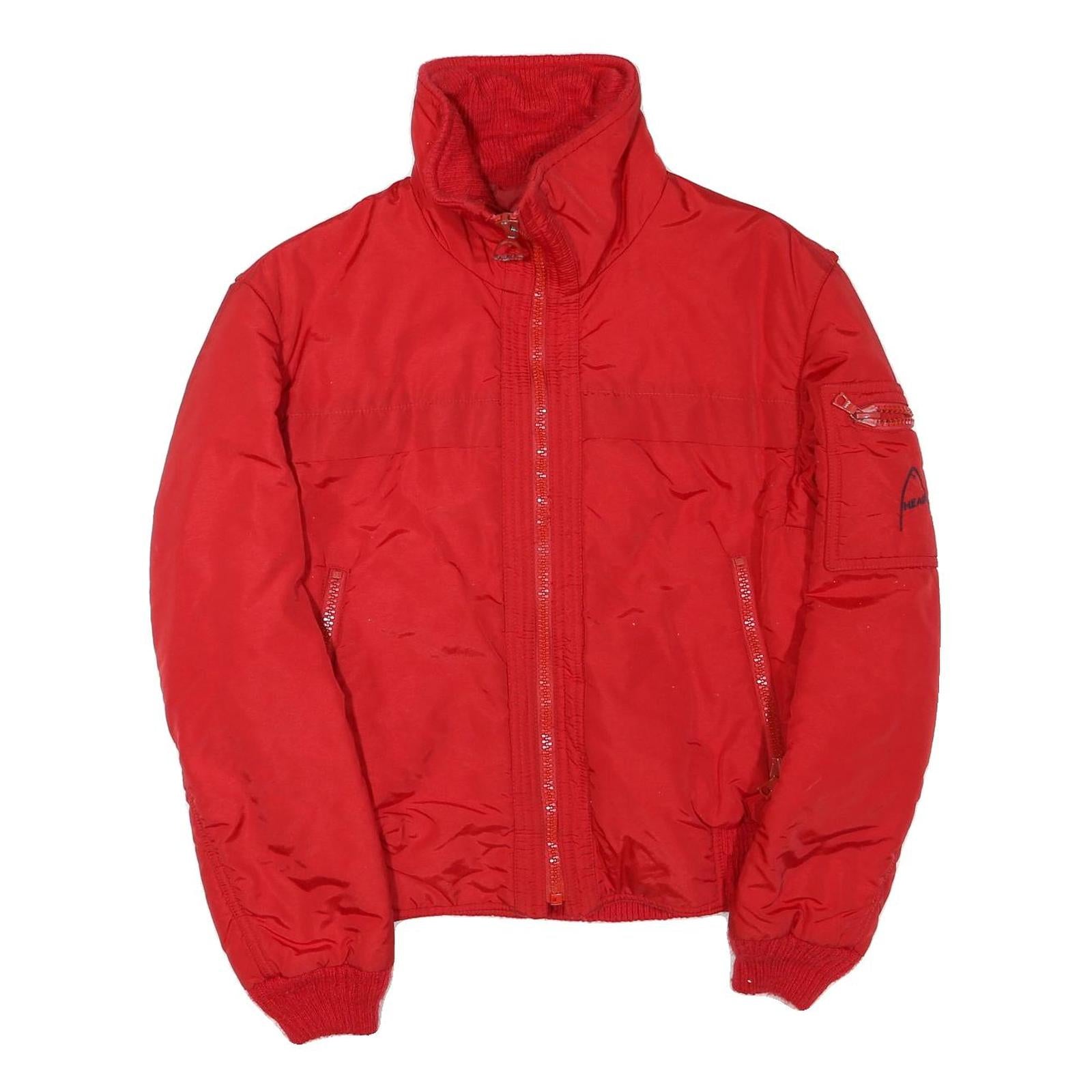 HEAD Mens Red Jacket S Polyester Blend Plain Zip Closure Casual Sport Style