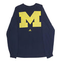 ADIDAS Mens Navy Blue Yellow Graphic Modern T-Shirt Long Sleeve Crew Neck M