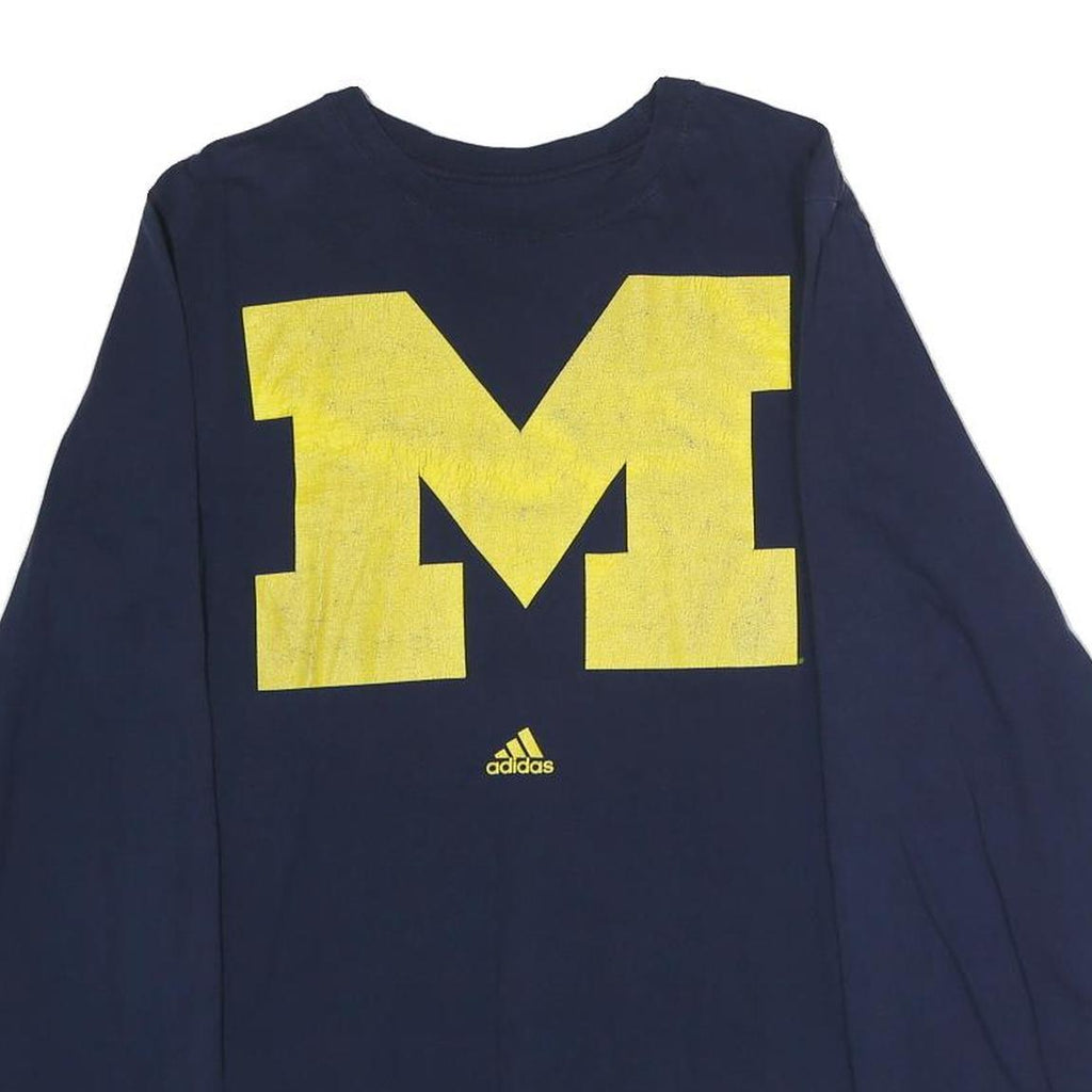 ADIDAS Mens Navy Blue Yellow Graphic Modern T-Shirt Long Sleeve Crew Neck M