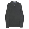 POLO RALPH LAUREN Mens Black Long Sleeve Plain Polo Shirt S Cotton Blend