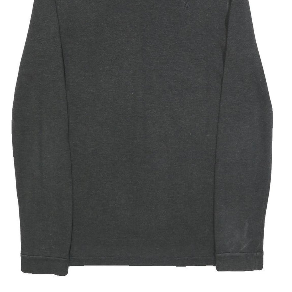 POLO RALPH LAUREN Mens Black Long Sleeve Plain Polo Shirt S Cotton Blend