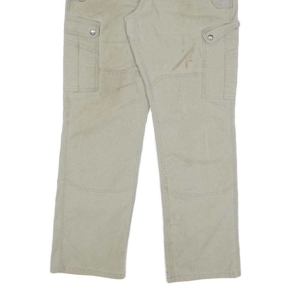 CARHARTT Mens Cotton Blend Beige Relaxed Straight Trousers W34 L32 Workwear