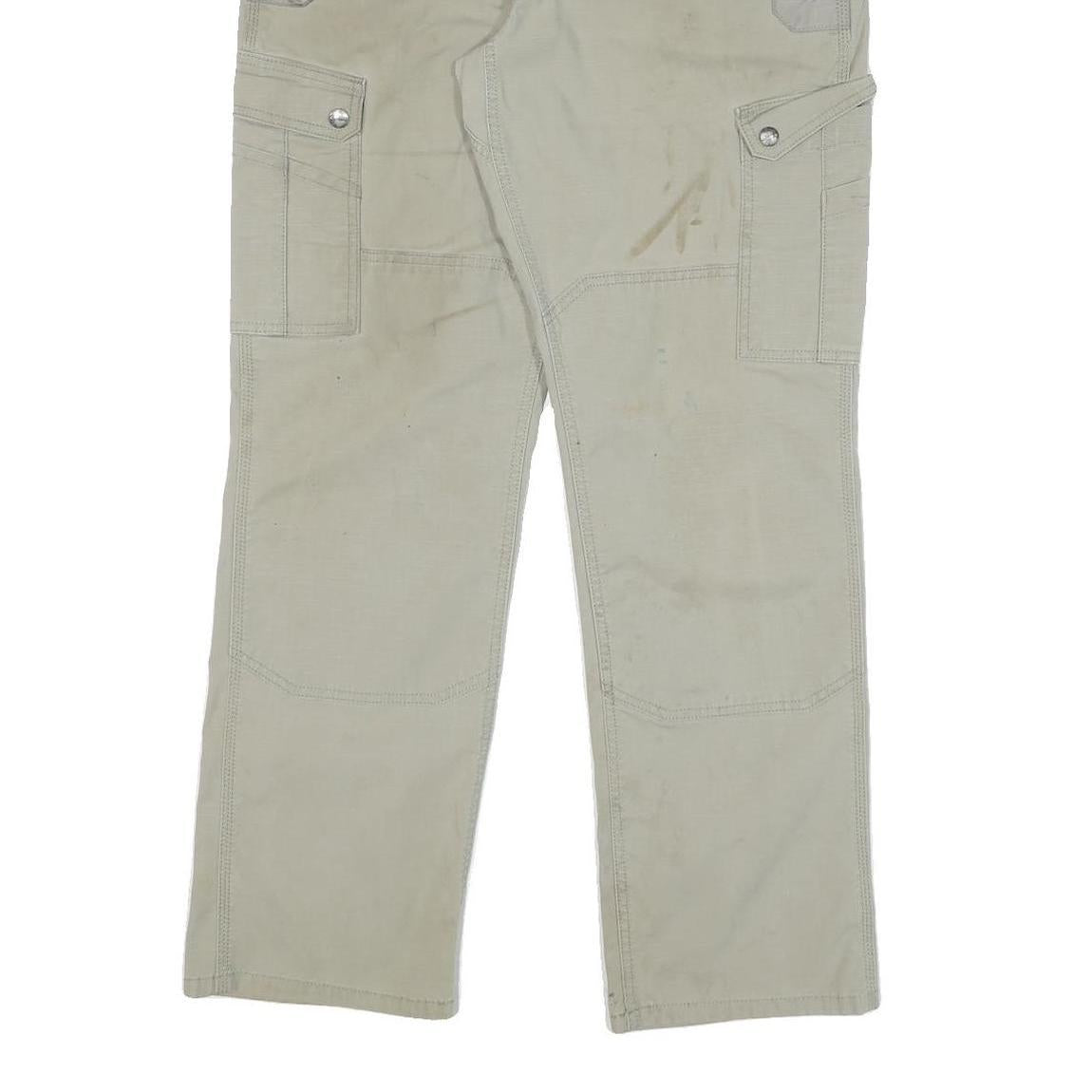 CARHARTT Mens Cotton Blend Beige Relaxed Straight Trousers W34 L32 Workwear